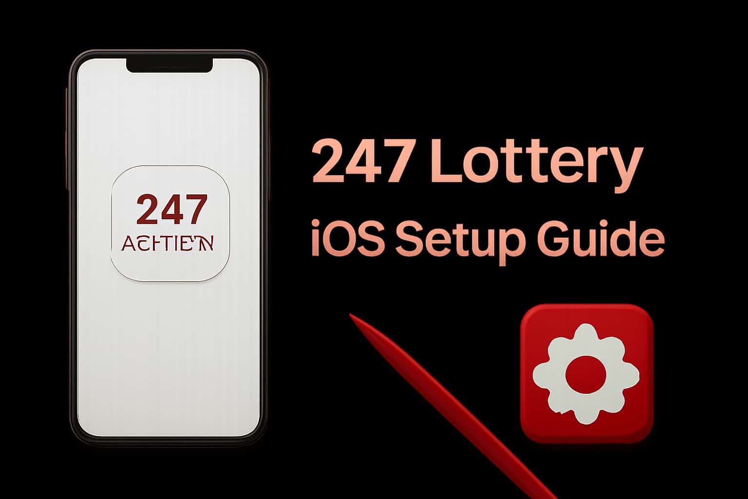 Informational scene illustrating the 247 Lottery iOS Setup Guide.