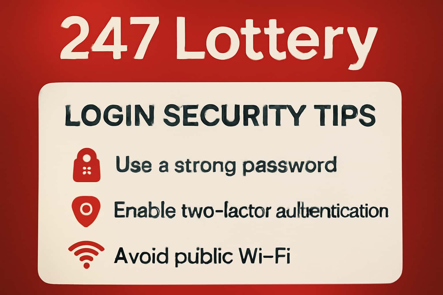 Illustration of security tips for 247 Lottery login, featuring the text '247 Lottery' prominently.