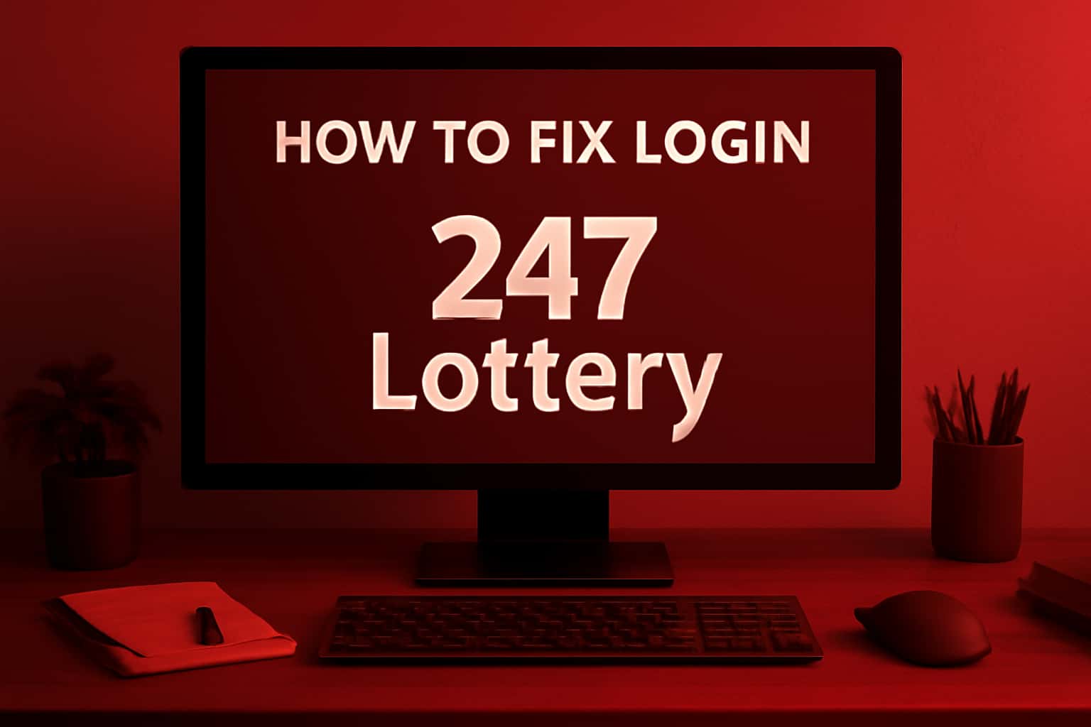 Informational scene about resolving login issues for 247 Lottery.