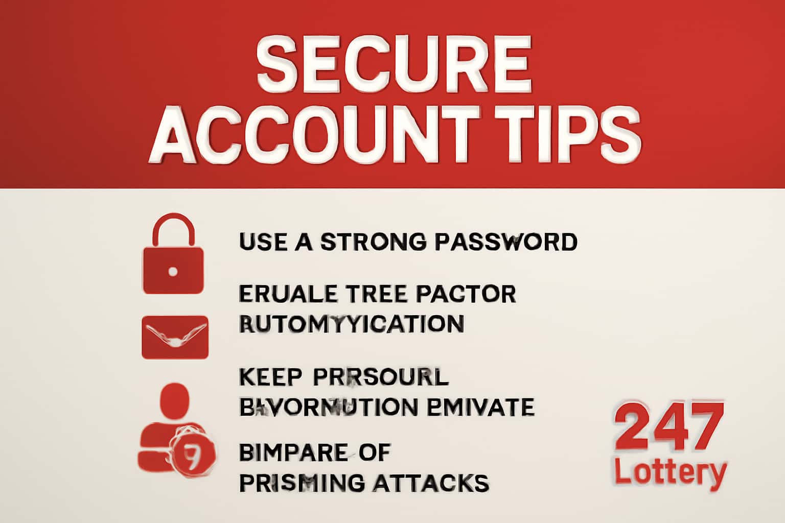 An informative scene focusing on security tips for 247 Lottery accounts.